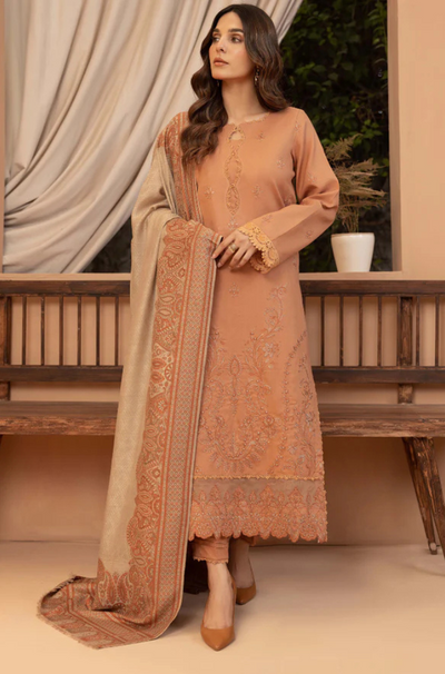 Bin ilyas - Winter 3PC Dhanak Embroidered Suit - HC3398