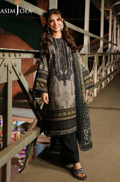 Asim Jofa - Winter 3PC Karandi Digital Print Dress - HC33410