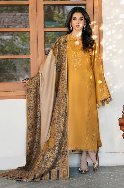izel - Winter 3PC Dhanak Embroidered Suit - HC33103