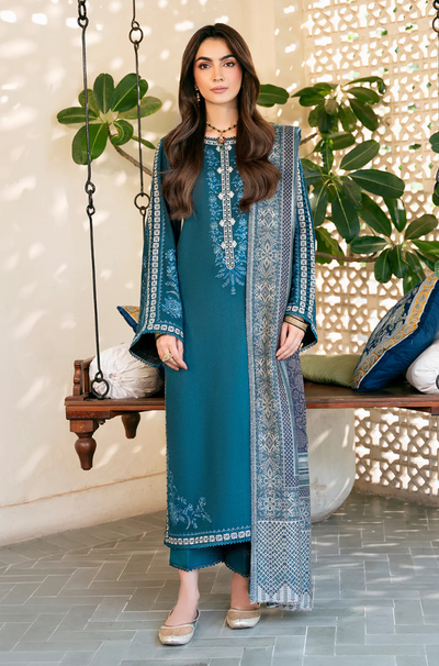 izel - Winter 3PC Dhanak Embroidered Suit - HC33104