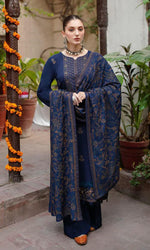 HC509-WINTER 3PC Embroidered Shirt With Heavy Embroidered Dhanak Shawl