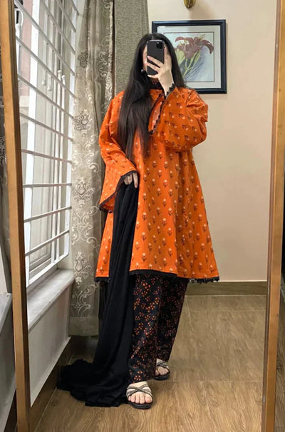 Khaadi - Summer 3PC Lawn Digital Print Dress - HC1147
