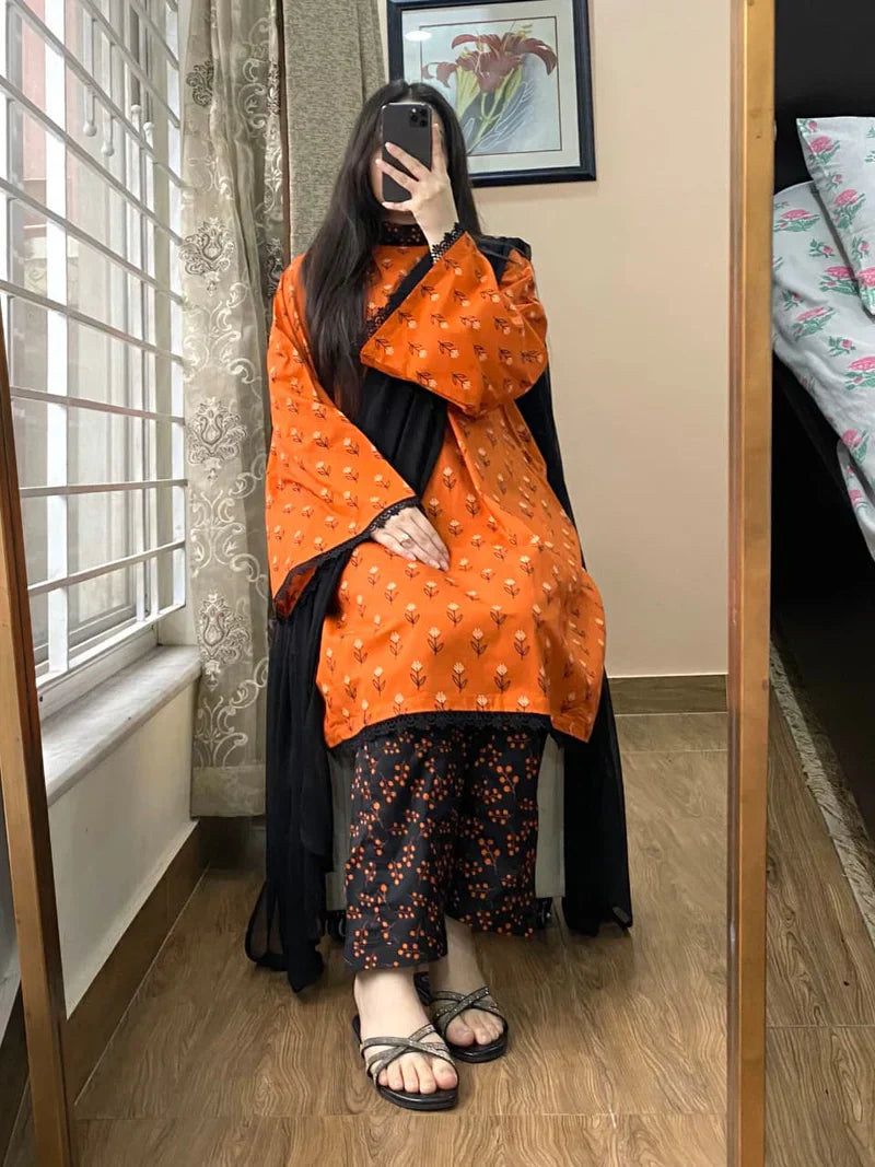 Khaadi - Summer 3PC Lawn Digital Print Dress - HC1147