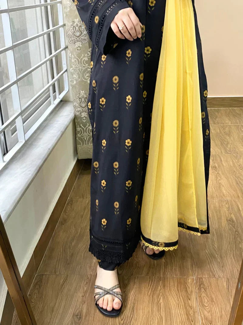 Khaadi - Summer 3PC Lawn Digital Print Dress - HC1151