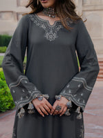 izel - Winter 3PC Dhanak Embroidered Suit - HC33112