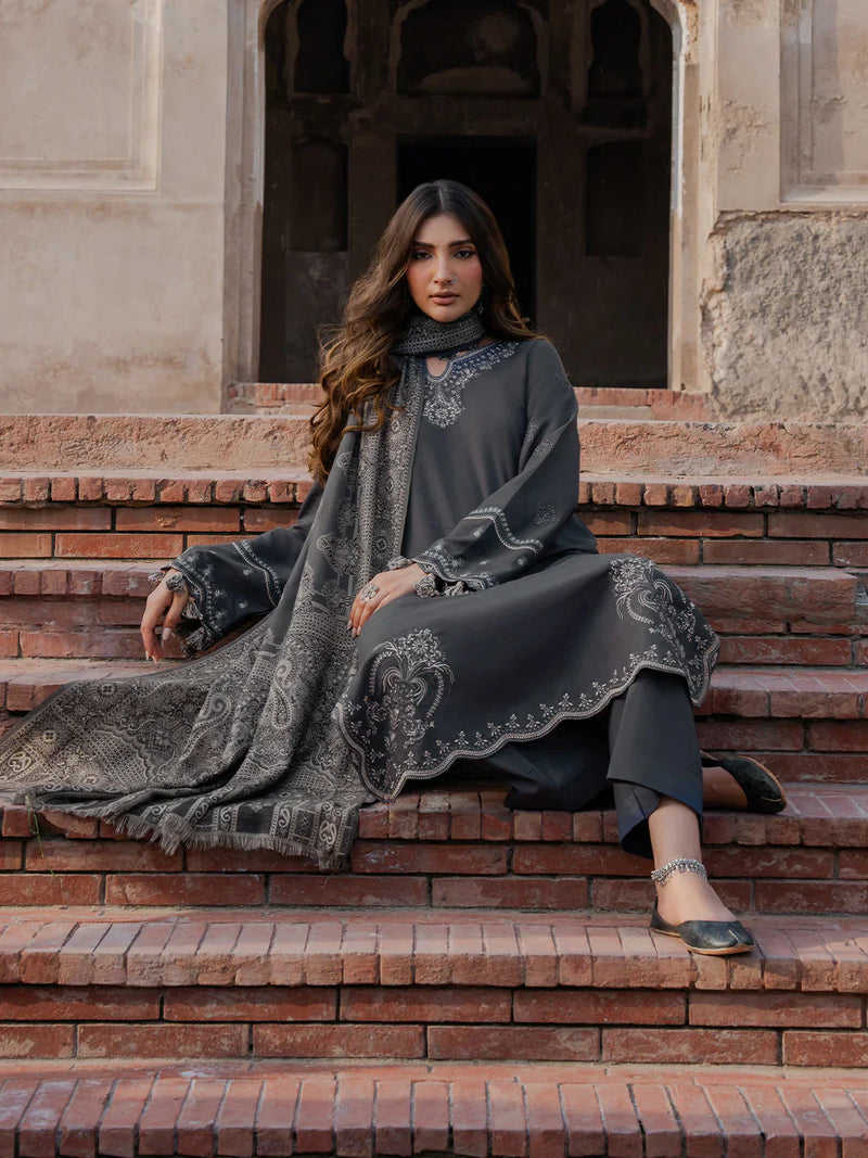 izel - Winter 3PC Dhanak Embroidered Suit - HC33112