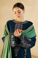 HC590-WINTER 3-Pc Embroidered Dhanak Suit with Heavy Embroidered Dhanak Shawll