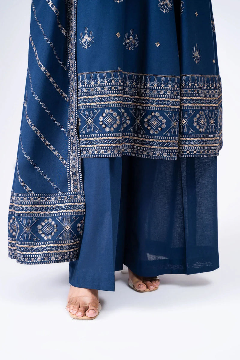 HC578-WINTER 3-Pc Embroidered Dhanak Suit with Heavy Embroidered Dhanak Shawll