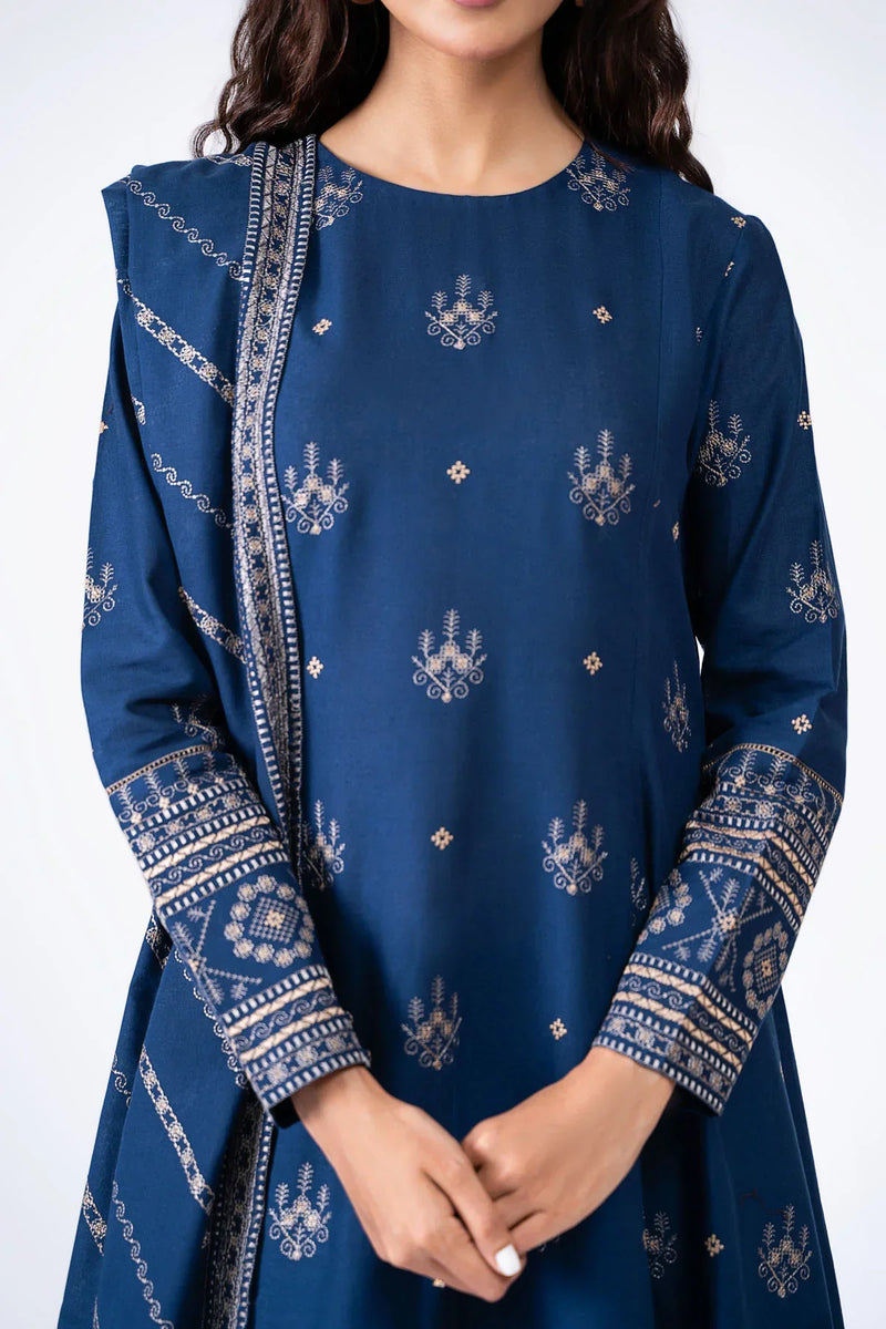HC578-WINTER 3-Pc Embroidered Dhanak Suit with Heavy Embroidered Dhanak Shawll