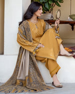 izel - Winter 3PC Dhanak Embroidered Suit -HC33103