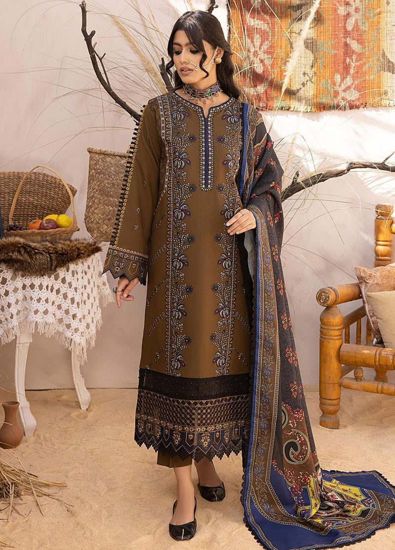 Bin ilyas - Winter 3PC Dhanak Embroidered Suit - HC3351