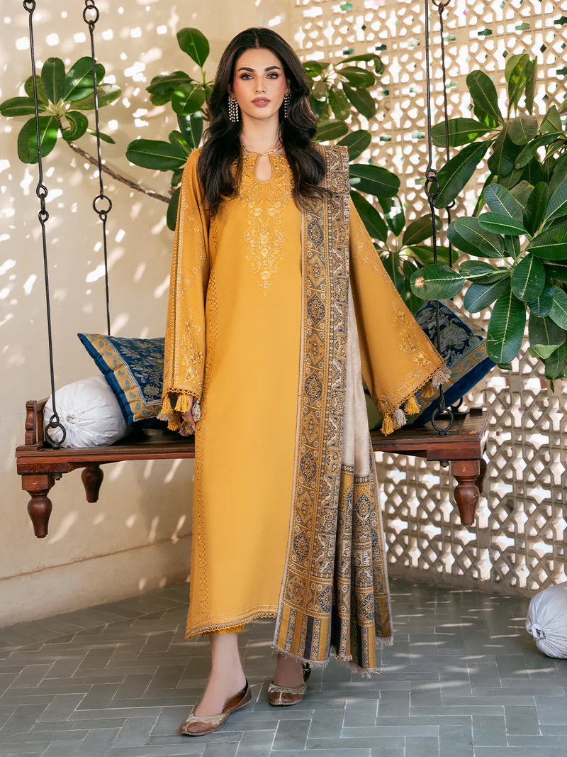 izel - Winter 3PC Dhanak Embroidered Suit - HC33103