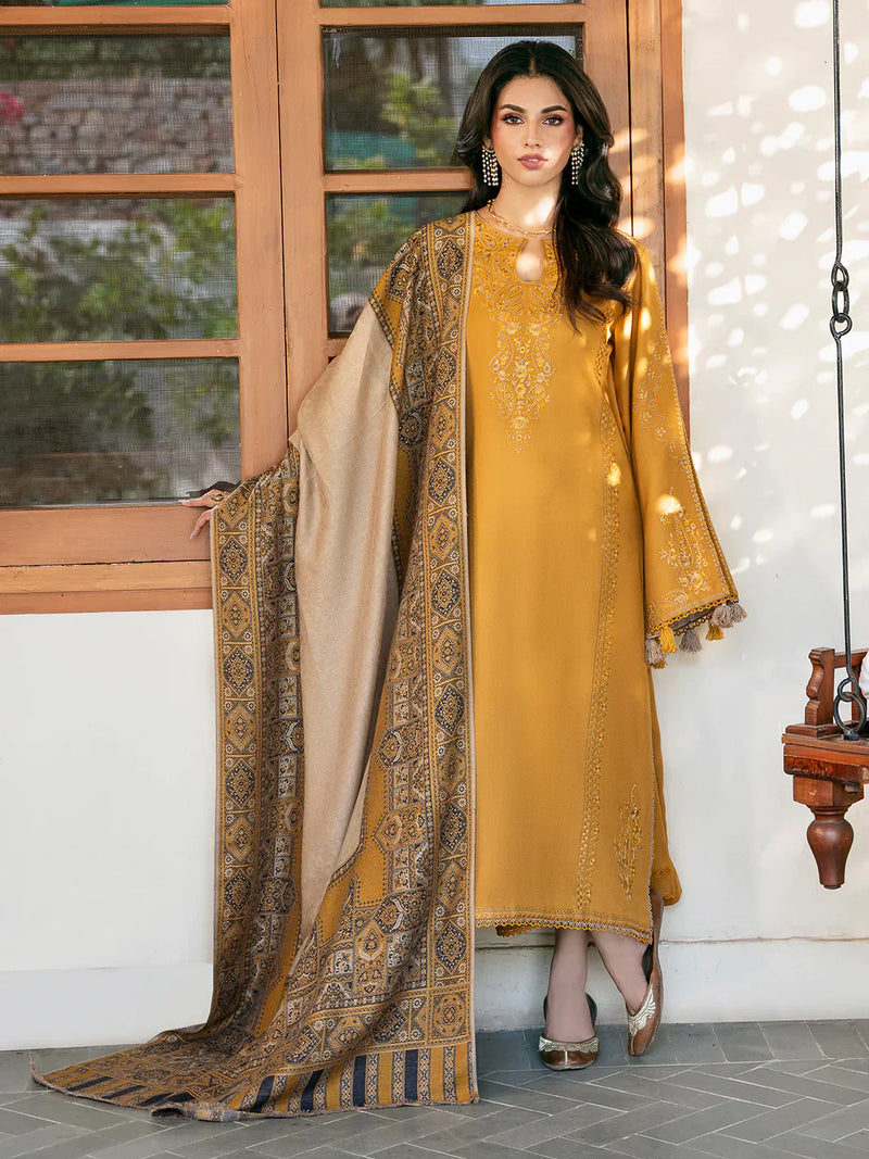 izel - Winter 3PC Dhanak Embroidered Suit -HC33103