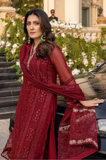 HC733-SUMMER 3 Piece Unstitched Heavy Embroidered Lawn Suit With Heavy Embroidered Chiffon Dupatta