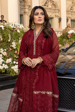 HC733-SUMMER 3 Piece Unstitched Heavy Embroidered Lawn Suit With Heavy Embroidered Chiffon Dupatta