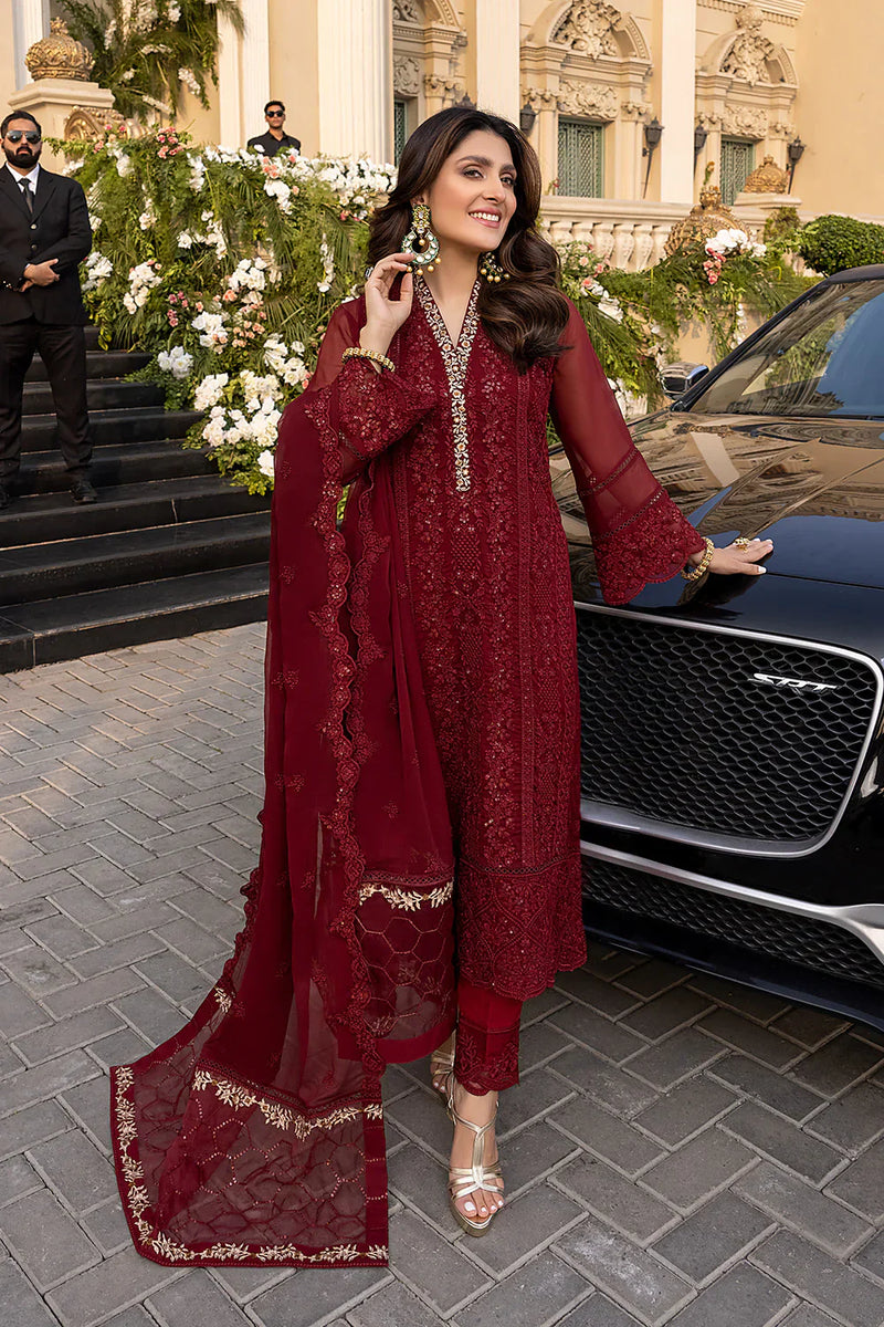 HC733-SUMMER 3 Piece Unstitched Heavy Embroidered Lawn Suit With Heavy Embroidered Chiffon Dupatta